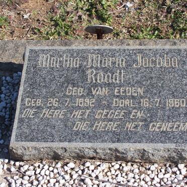 ROODT Martha Maria Jacoba nee VAN EEDEN 1892-1960