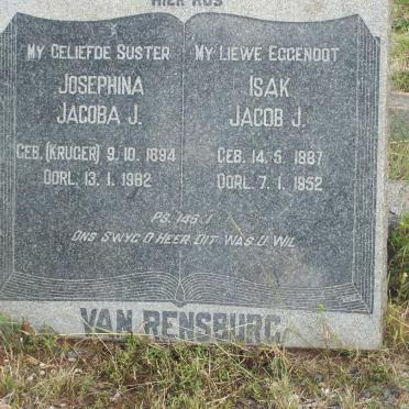 RENSBURG Isak Jacob J., Janse van 1884-1982 &amp; Josephina Jacoba J. KRUGER 1894-1982