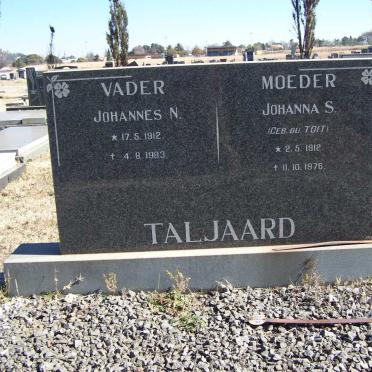 TALJAARD Johannes N. 1912-1983 &amp; Johanna S. DU TOIT 1912-1976