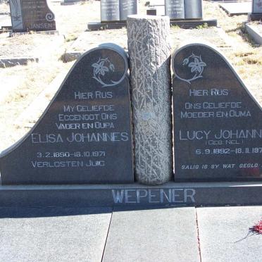 WEPENER Elisa Johannes 1890-1971 &amp; Lucy Johanna NEL 1892-1974