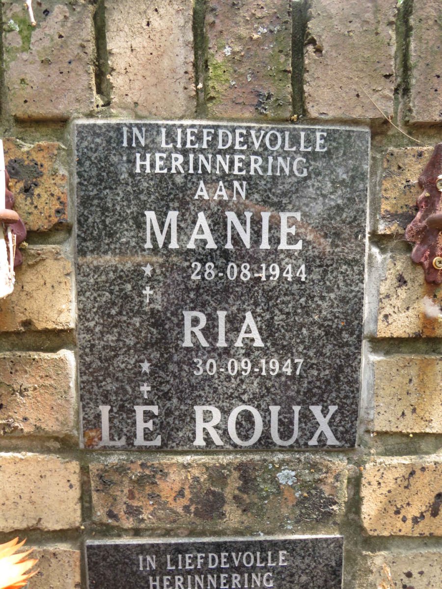 ROUX Manie, le 1944- & Ria 1947-