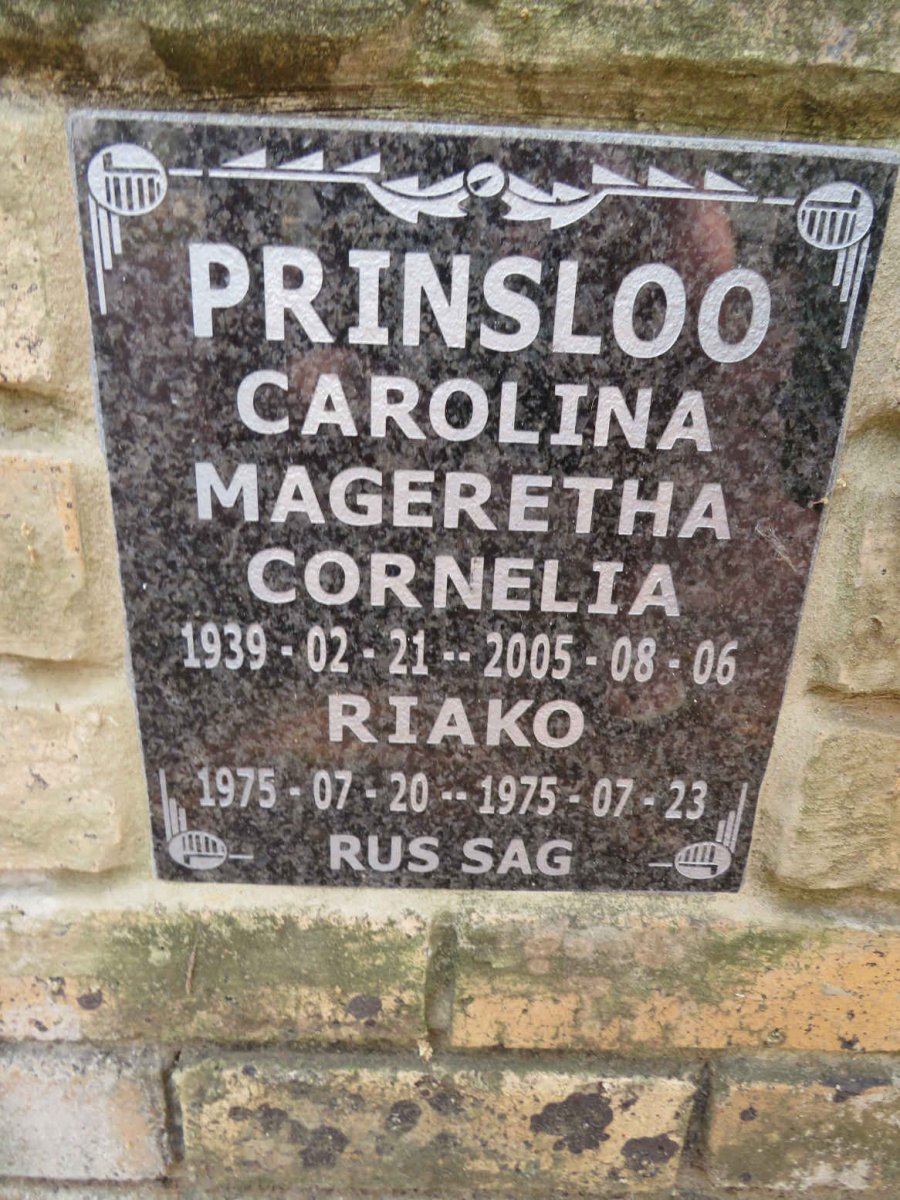 PRINSLOO Carolina Mageretha Cornelia 1939-2005 :: PRINSLOO Riako 1975-1975