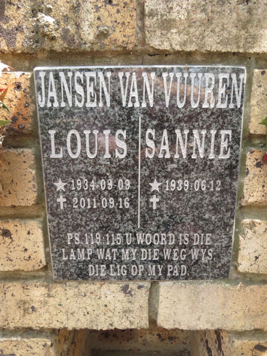 VUUREN Louis, Jansen van 1934-2011 & Sannie 1939-