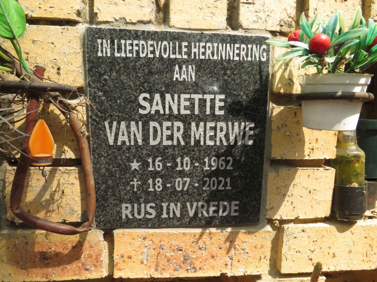 MERWE Sanette, van der 1962-2021