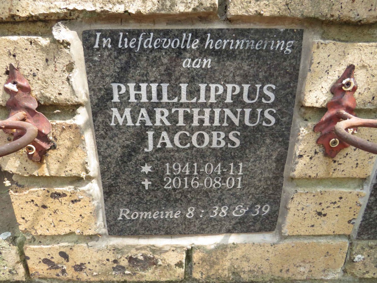 JACOBS Phillippus Marthinus 1941-2016