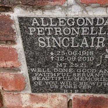 SINCLAIR Allegonda Petronella 1918-2010