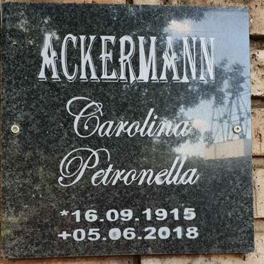 ACKERMANN Carolina Petronella 1915-2018