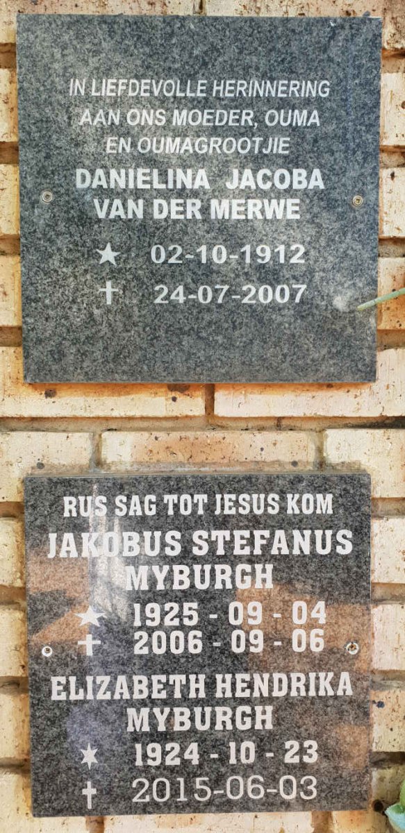 MERWE Danielina Jacoba, van der 1912-2007