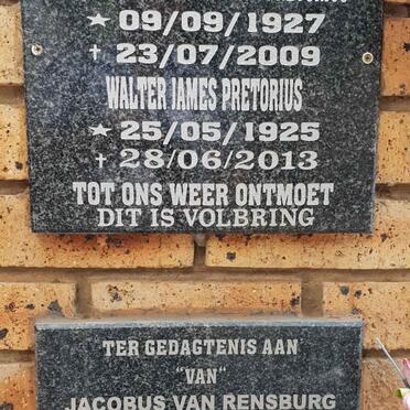 RENSBURG Jacobus, van 1927-2006 &amp; Marina ANKIEWICZ 1937-2008