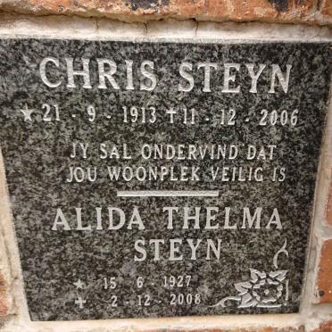 STEYN Chris 1913-2006 & Alida Thelma 1927-2008
