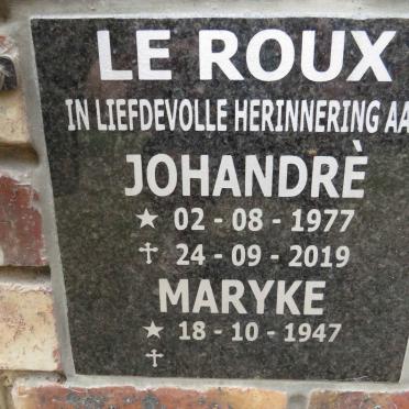 ROUX Johandre 1977-2019 & Maryke 1947-