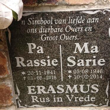 ERASMUS Rassie 1941-2018 & Sarie 1946-2014