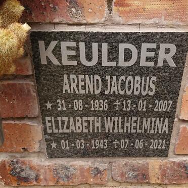 KEULDER Arend Jacobus 1936-2007 & Elizabeth Wilhelmina 1943-2021