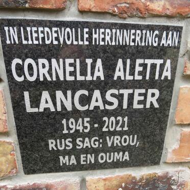 LANCASTER Cornelia Aletta 1945-2021