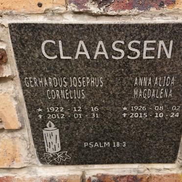 CLAASSEN Gerhardus Josephus Cornelius 1922-2012 & Anna Alida Magdalena 1926-2015