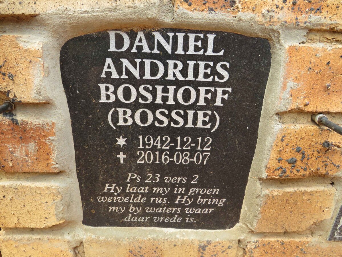 BOSHOFF Daniel Andries 1942-2016