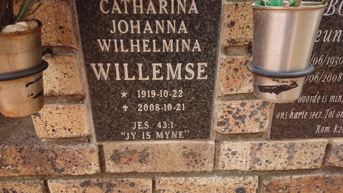 WILLEMSE Catharina Johanna Wilhelmina 1919-2008