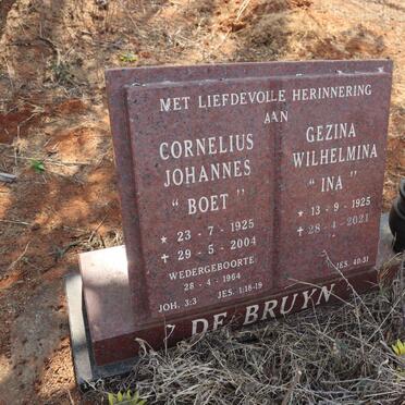 BRUYN Cornelius Johannes, de 1925-2004 & Gezina Wilhelmina 1925-2021