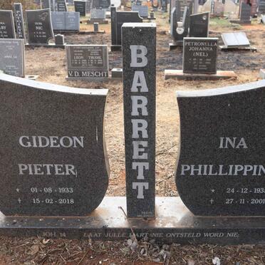 BARRETT Gideon Pieter 1933-2018 & Ina Phillippinna 1935-2001