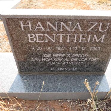 BENTHEIM Hanna, zu 1927-2003