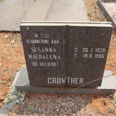 CROWTHER Susanna Magdalena nee DE VILLIERS 1920-1986