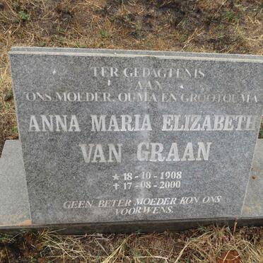 GRAAN Anna Maria Elizabeth, van 1908-2000