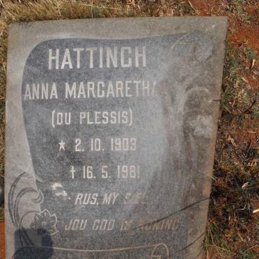 HATTINGH Anna Margaretha nee DU PLESSIS 1903-1981
