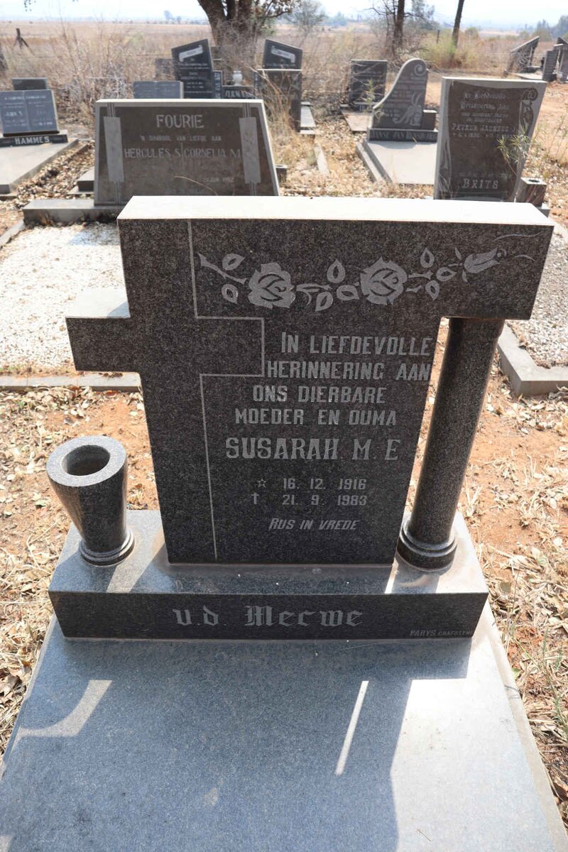MERWE Susarah M.E., v.d. 1916-1983