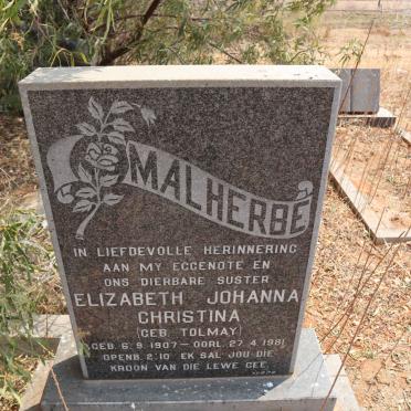 MALHERBE Elizabeth Johanna Christina nee TOLMAY 1907-1981