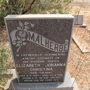 MALHERBE Elizabeth Johanna Christina nee TOLMAY 1907-1981