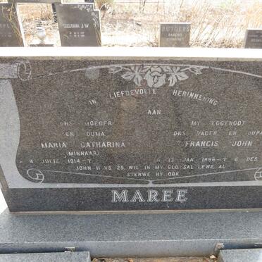 MAREE Francis John 1896-1982 & Maria Catharina MINNAAR 1914-