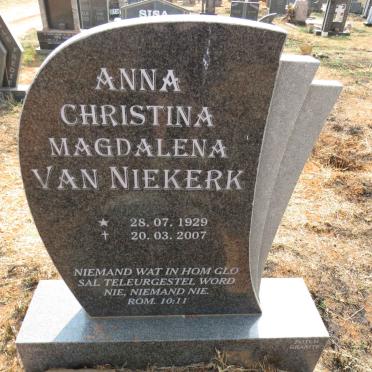 NIEKERK Anna Christina Magdalena, van 1929-2007 