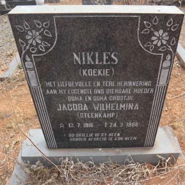 NIKLES Jacoba Wilhelmina nee STEENKAMP 1916-1986