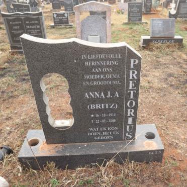 PRETORIUS Anna J.A. nee BRITZ 1914-2000