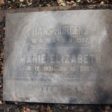 POTGIETER Hans Jurgens 1914-1982 & Marie Elizabeth 1921-2007