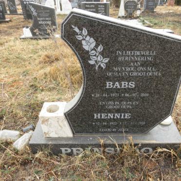 PRINSLOO Hennie 1922-2006 & Babs 1923-2000