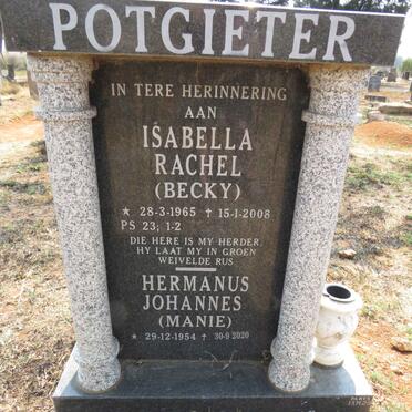 POTGIETER Hermanus Johannes 1954-2020 & Isabella Rachel 1965-2008  