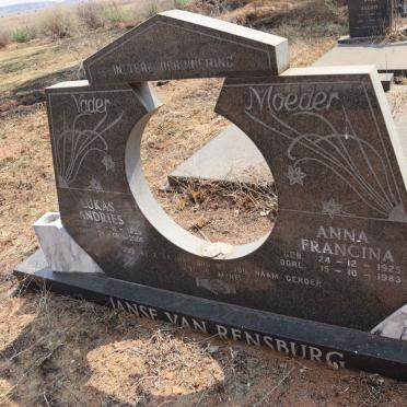 RENSBURG Lukas Andries, Janse van 1924-2006 & Anna Francina 1925-1983