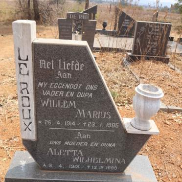 ROUX Willem Marius, le 1914-1985 & Aletta Wilhelmina 1913-1999