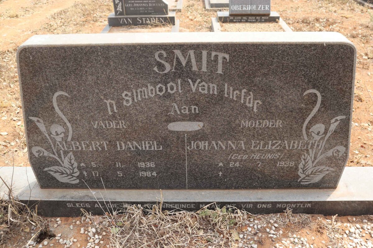 SMIT Albert Daniel 1936-1984 & Johanna Elizabeth HEUNIS 1938-