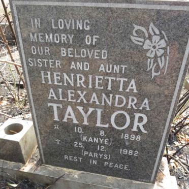 TAYLOR Henrietta Alexandra 1898-1982