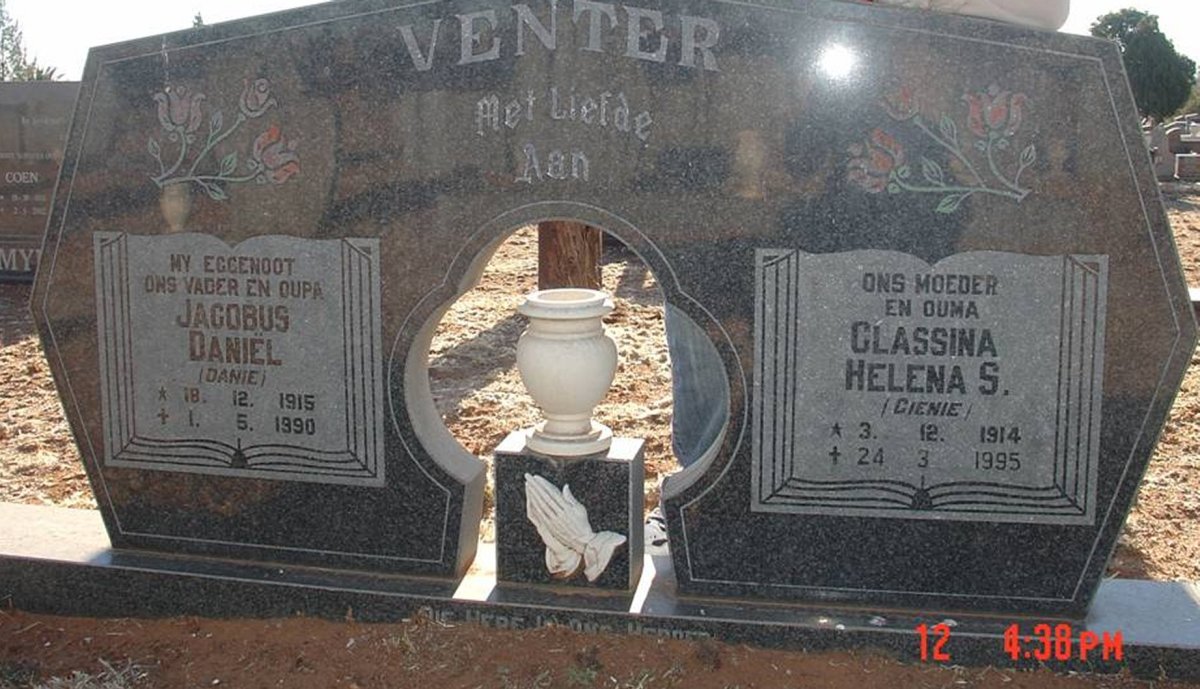 VENTER Jacobus Daniel 1915-1990 &amp; Classina Helena S. 1914-1995