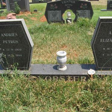 VORSTER Andries Petrus 1909-1994 &amp; Anna Elizabeth 1913-1999