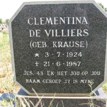 VILLIERS Clementina, de nee KRAUSE 1924-1987