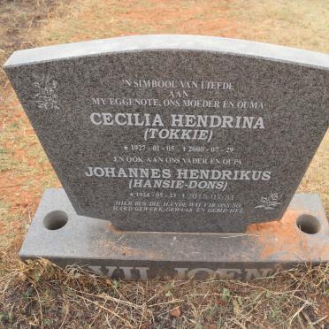 VILJOEN Johannes Hendrikus 1924-2015 & Cecilia Hendrina 1927-2000 