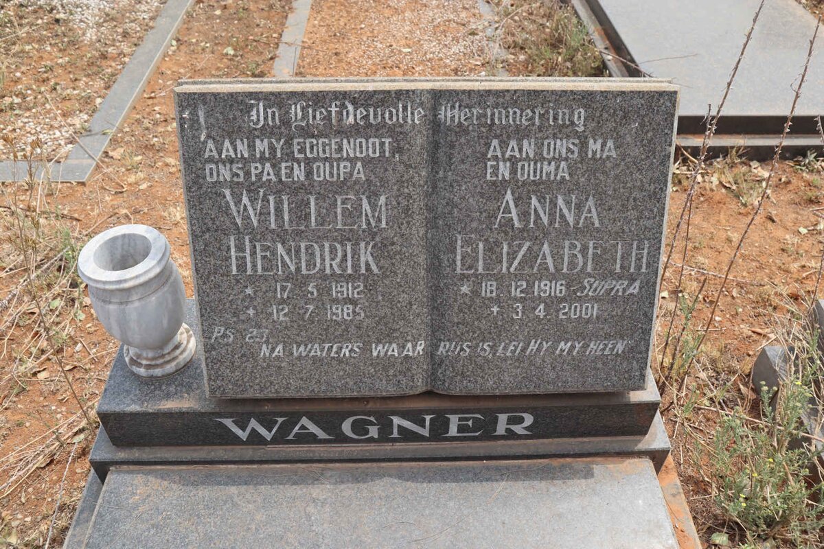 WAGNER Willem Hendrik 1912-1985 & Anna Elizabeth SUPRA 1916-2001