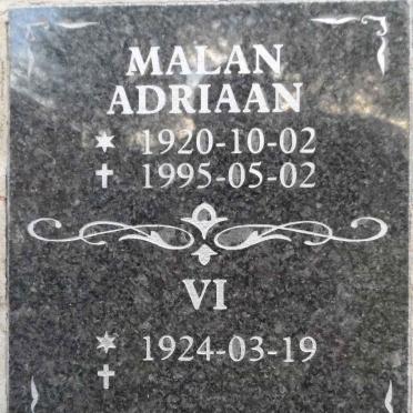 MALAN Adriaan 1920-1995 &amp; Vi 1924-