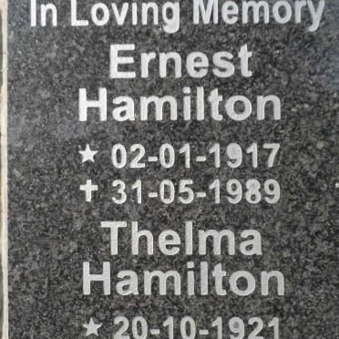 HAMILTON Ernest 1917-1989 &amp; Thelma 1921-2013