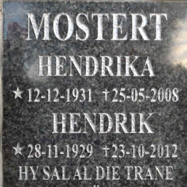 MOSTERT Hendrik 1929-2012 &amp; Hendrika 1931-2008