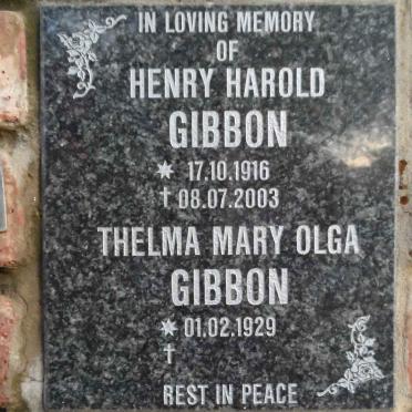 GIBBON Henry Harold 1916-2003 &amp; Thelma Mary Olga 1929-